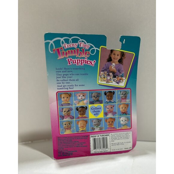 Vintage 1996 Teeny Tiny Tumbles Surprise Purple Puppy Toy Beanie Factory sealed - Picture 2 of 4